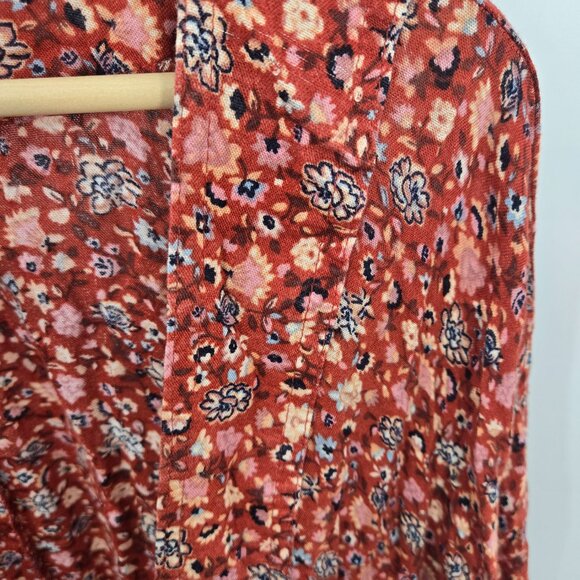 Torrid Red Floral Open Viscose Open Ruana Kimono Boho Cardigan Size 1x/2x - Picture 5 of 15